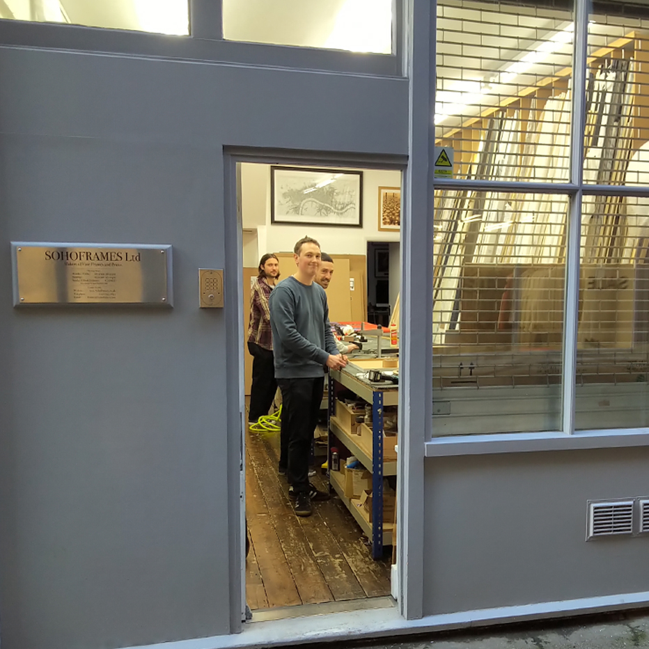 SohoFrames team photo at their Soho workshop