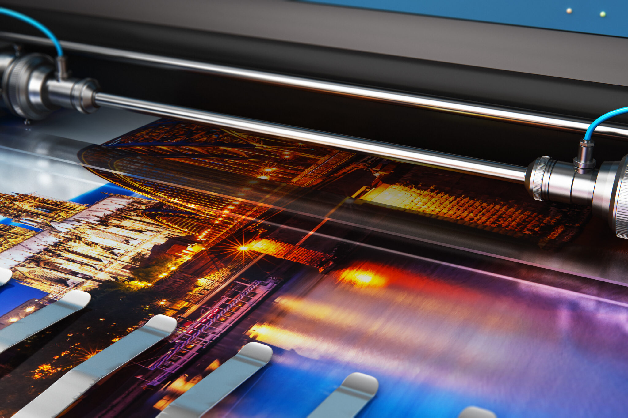 Professional printing machine in operation