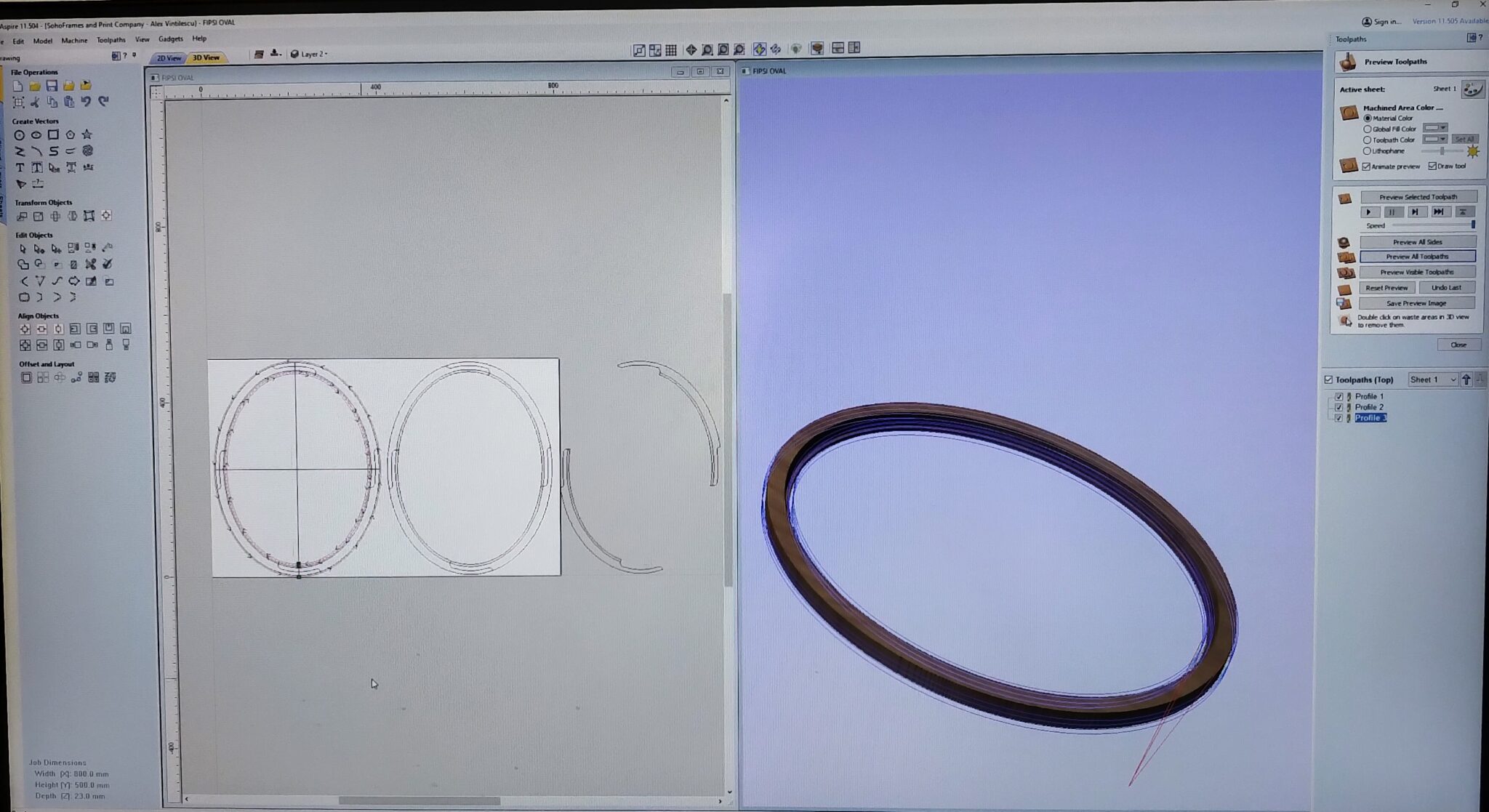 3D schematic of oval frame