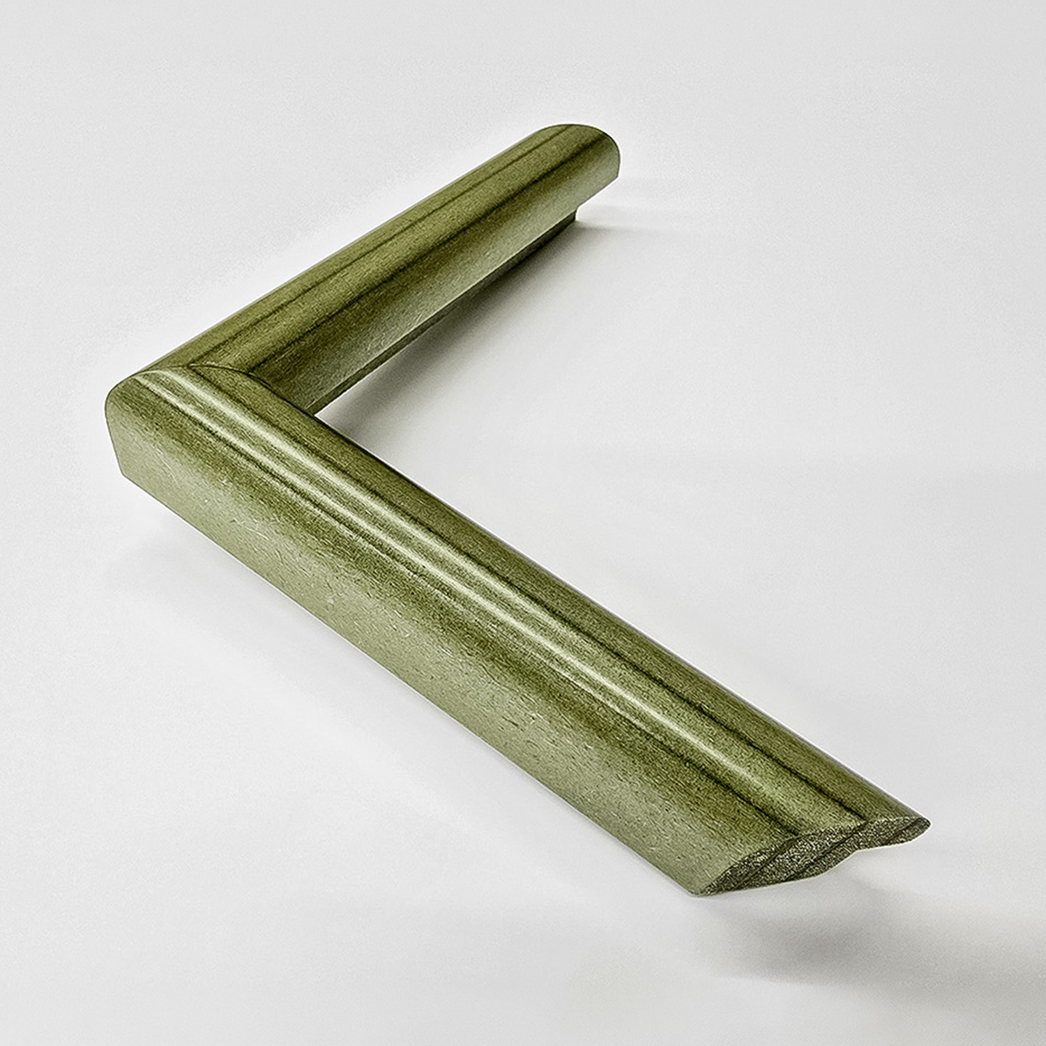 a picture frame corner with a rounded profile shape made from polished damp resistant MDF