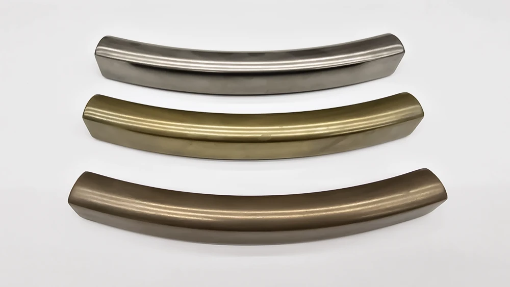 3 curved picture frame section in liquid metal finishes